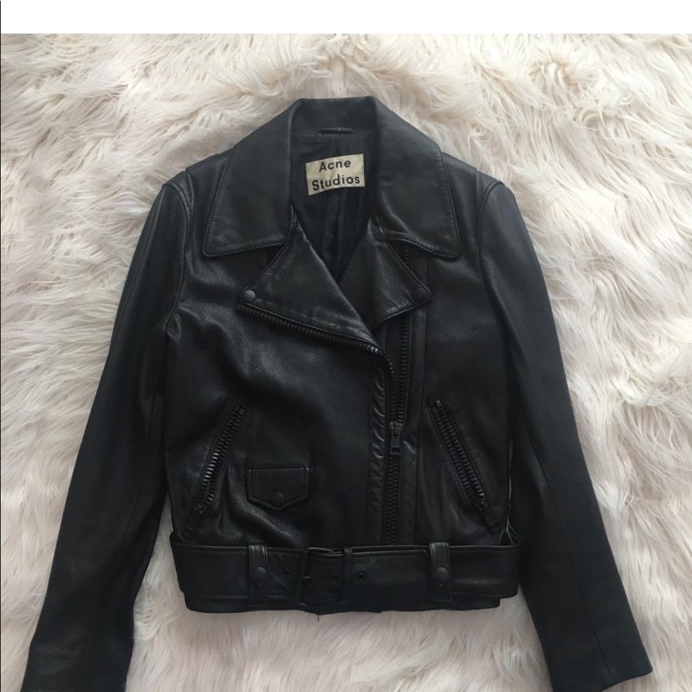 Acne Studios Black Mape Scuba Leather Jacket 36 - Picture 3 of 8